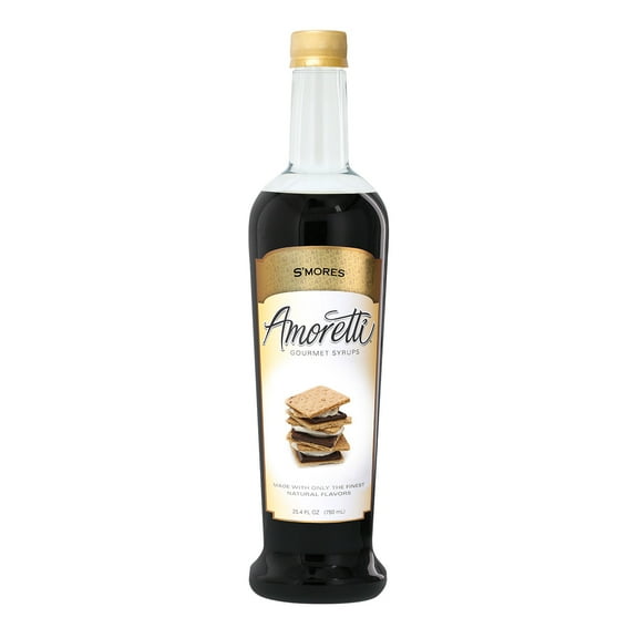 Amoretti - S'mores Gourmet Syrup, 94 Servings Per Bottle (750 ml), for Flavoring Coffees, Cocktails, and other Beverages, Gluten Free, GMO/GEO Free, Preservative Free