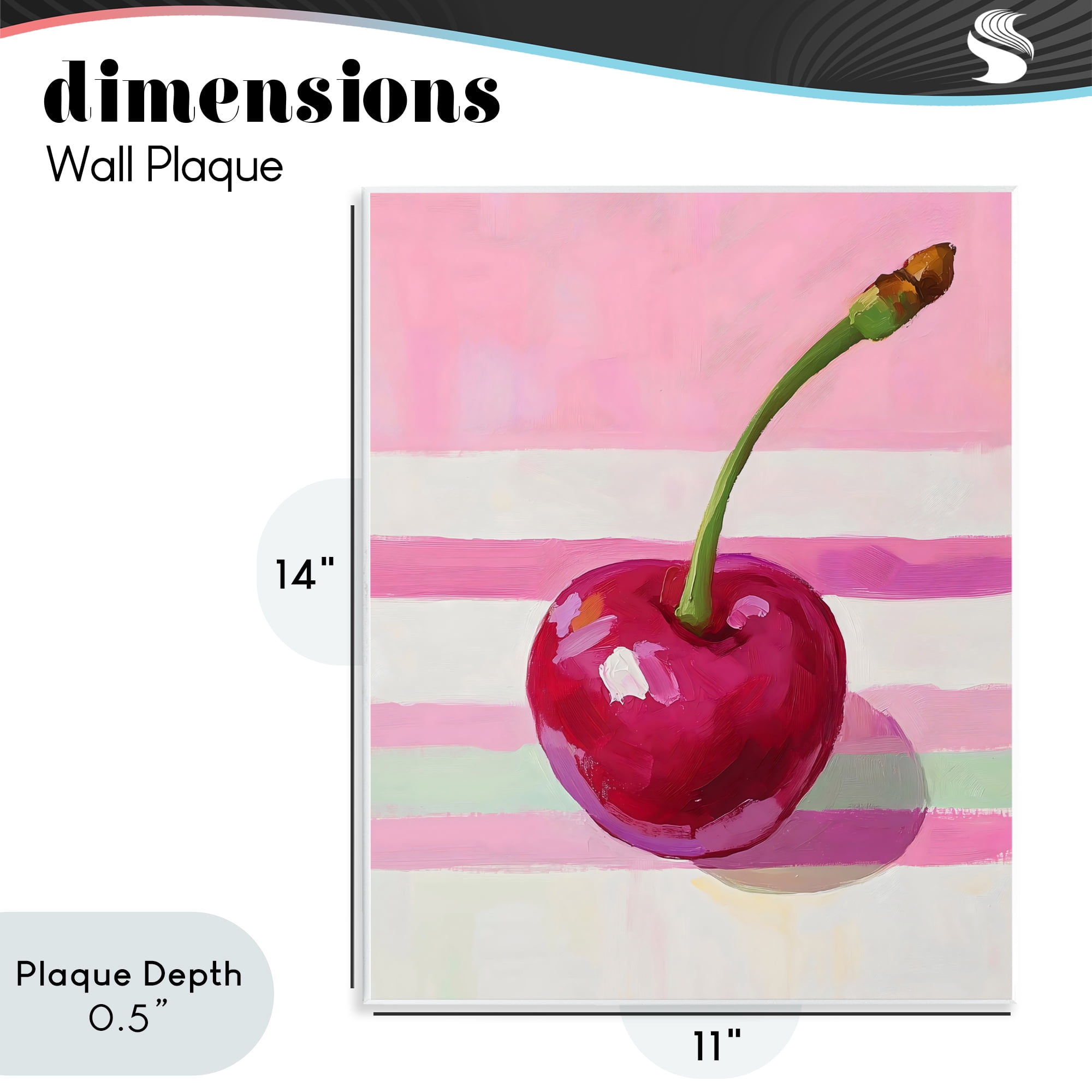 Stupell Industries Cherry on Pink Stripes Wall Plaque Art, design by The Prints Vibe