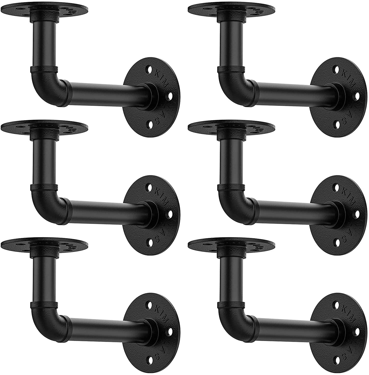 Pipe Shelf Bracket 6 Pack Industrial Black Iron Pipe Shelves Heavy