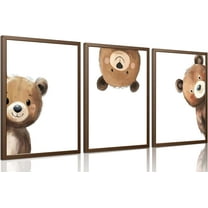 Baby Bear Nursery Wall Hieng Peeking Bear Pictures Wall Decor Peekaboo Kids Room Decor Woodland Animal Posters Neutral Nursery Painting Canvas Print Hiengwork for Children's Baby Room Bedroom