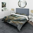 thumbnail image 1 of Designart "Ink On Stone Gold Teal Elegance" Abstract Bedding Covert Set - Modern Gold Transitional Bed Set With 1 Sham, 1 of 6