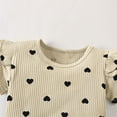 thumbnail image 4 of Bixock Toddler Girls Casual Set,Summer Toddler Clothes Heart Print Long Sleeve Romper Pants Headband 3 Piece Outfits for Infant 0-24M Soft Set, 4 of 6