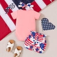 thumbnail image 5 of Fsqjgq Girls Clothes Size 5 Trendy Girls Clothes Outfits Toddler Boys Girls Independence Day Heart Pattern ​Printing Romper Bodysuit Shorts Headbands Outfits Baby Girl Outfit Set Kids Sets Size 6M, 5 of 7