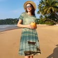 thumbnail image 4 of Daiia Serene Coastal Blue Sky Print Women's Dresses 2025 Trendy Short sleeve Dresses Casual Baggy Flowy Maxi Sun Dresses, 4 of 6