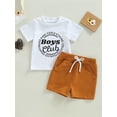 thumbnail image 3 of Toddler Baby Boy Summer Clothes Set, Short Sleeve Round Neck Letter Print T-shirt + Elastic Waist Solid Shorts 2Pcs Set 3M-3T, 3 of 7