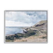 Seaside Cliffs Ocean Scenery Landscape Graphic Art Gray Framed Art Print Wall Art