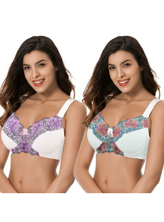 Curve Muse Women's Minimizer Unlined Underwire Bra with Lace Embroidery-2  Pack-blue-silver-34DDD : : Clothing, Shoes & Accessories
