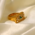 thumbnail image 3 of Womens Ring 18K Gold Plated Inlaid Zircon Ring Square Plate Stainless Steel Ring Jewelry Gift Her Fashion Ring, 3 of 7