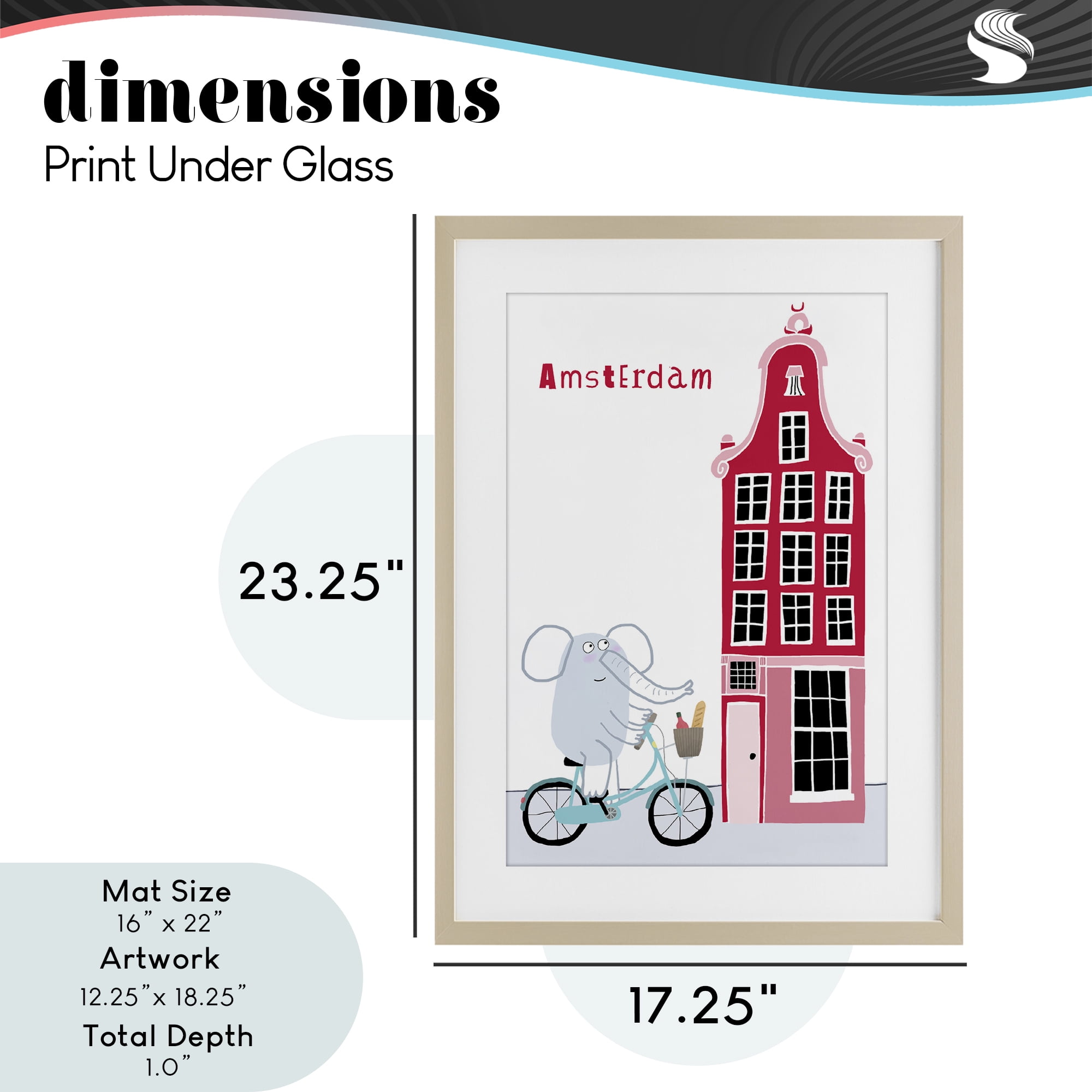 Elephant & Amsterdam Building Birch Framed Print Under Glass, design by Carla Daly
