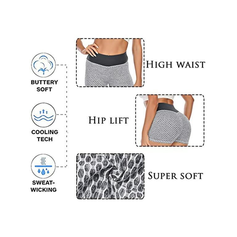 LELINTA Women Textured Yoga Shorts Ruched Booty High Waisted Gym Workout  Shorts Butt Lifting Hot Pants