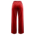 thumbnail image 4 of Gytharion Women's Velvet Wide Leg Pants Drawstring Elastic High Waist Pants Solid Color Casual Trousers with Pockets, 4 of 5