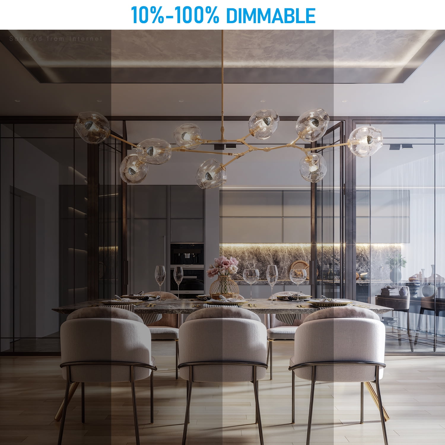 6 Pack A19 LED Dimmable Light Bulb, 4.5W(40W Eqv.), Anti Glare Half Chrome Bulbs, Silver Dipped E26 Base, 2700K Soft White