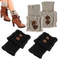 thumbnail image 5 of ODOMY 2 Pairs Button Crochet Knitted Boot Cuffs Toppers Socks Winter Ankle Leg Warmer, 5 of 11