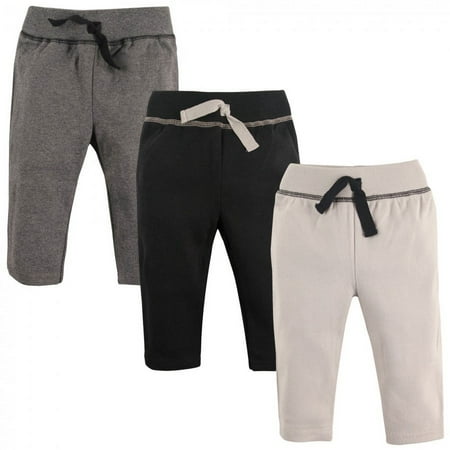 UPC: 0660168511208 | Hudson Baby Infant and Toddler Boy Cotton Pants 3pk Black Gray 0-3 Months