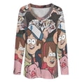 thumbnail image 4 of Gravity Falls Womens T Shirts V Neck Long Sleeve Tops Causal Loose Summer T-Shirts 2XL, 4 of 7