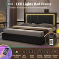 thumbnail image 3 of California King Bed Frame with 4 Storage Drawers & USB Ports & LED Headboard, Faux Leather Upholstered Platform Bed Frame with 3 Side Light Strip, No Spring Needed, Black, 3 of 9