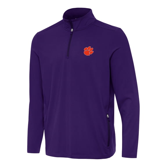 Men's Antigua  Purple Clemson Tigers Perilous Quarter-Zip Sweatshirt
