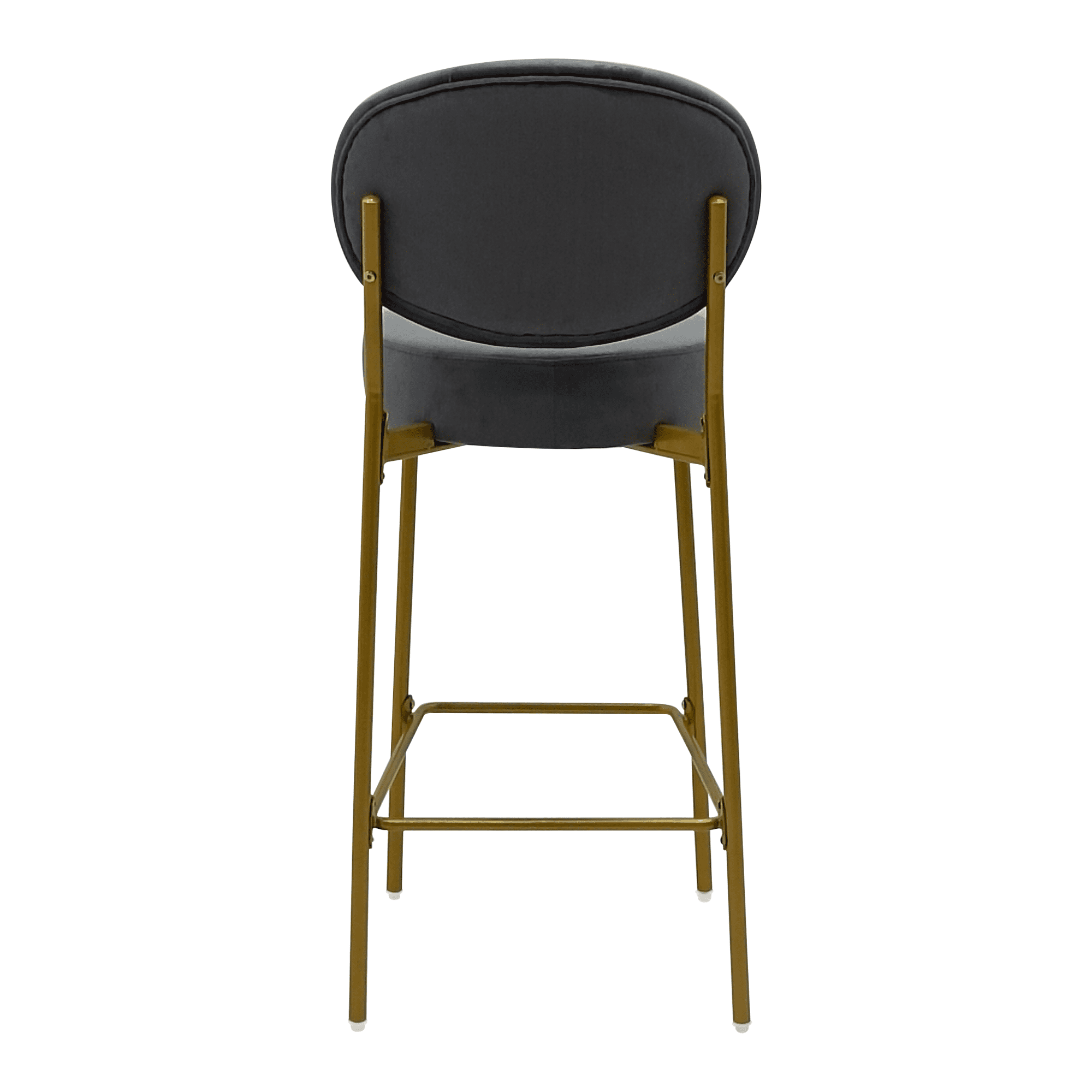 Jopath Set of 2 Velvet Upholstered Bar Stools Round Counter Stool with Backrest & Footrest Dining Chairs for Kitchen Island (Gray)