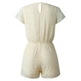 thumbnail image 5 of Femmes Crochet Points Surplice V Cou Manches Courtes Trou de Serrure Dos Uni Romper, 5 of 5