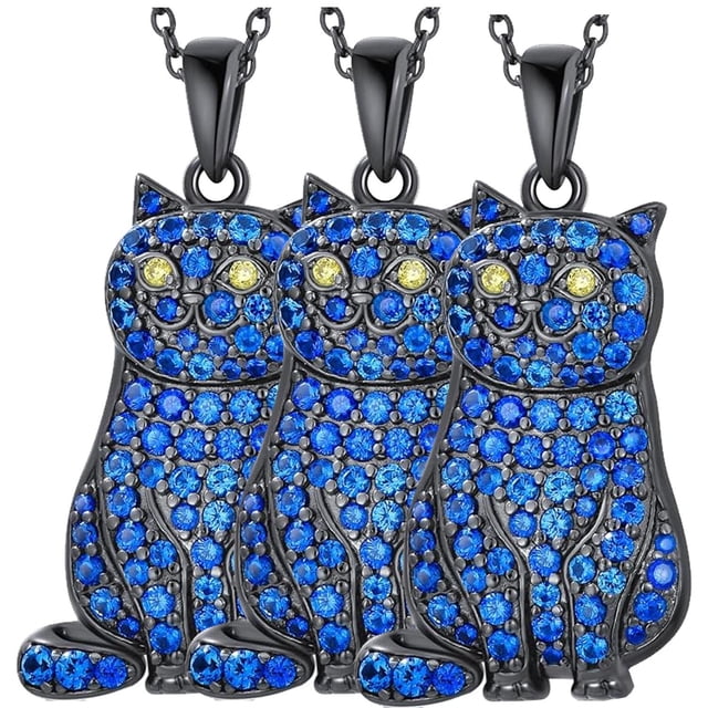Accesorios de Collares CatNeck09 3Pzas British Shorthair Azul Metal Cadena y Dije.