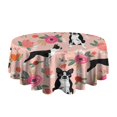 thumbnail image 5 of Boston Terrier Dog and Flower Florals Round Tablecloth 60"x60",Wrinkle Wipeable Table Cloth for Kitchen Dining Room Picnic Patio Party, 5 of 6
