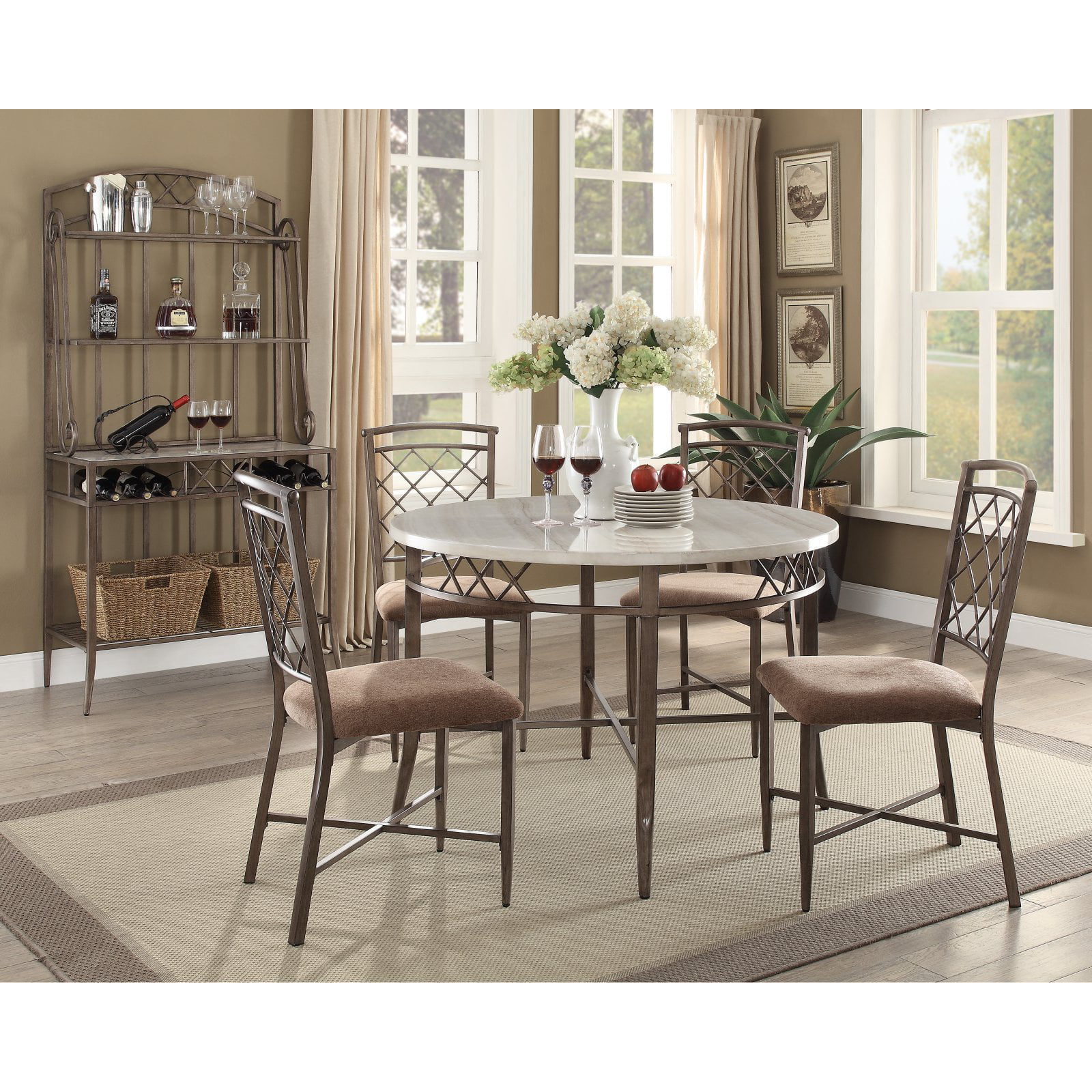 Acme Furniture Aldric Dining Table, Antique Metal Kitchen Table And Chairs