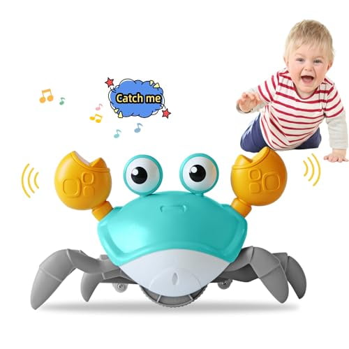 Crawling Crab Baby Toy Fantastic Creatures Toys Infant Sensory Tummy time Toys 3 4 5 6 7 8 9 10 11 12 Babies boy Girl Learning Crawl 3-6 6-12 Walking Toddler Gifts for 36 Months Old (Green)