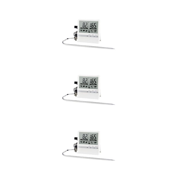 Inteprter Termómetro para alimentos Sonda de acero inoxidable LCD Estirable con soporte Soporte Medidor de temperatura Suministros de cocina Blanco Type1 NO1 Inteprter CBP160704