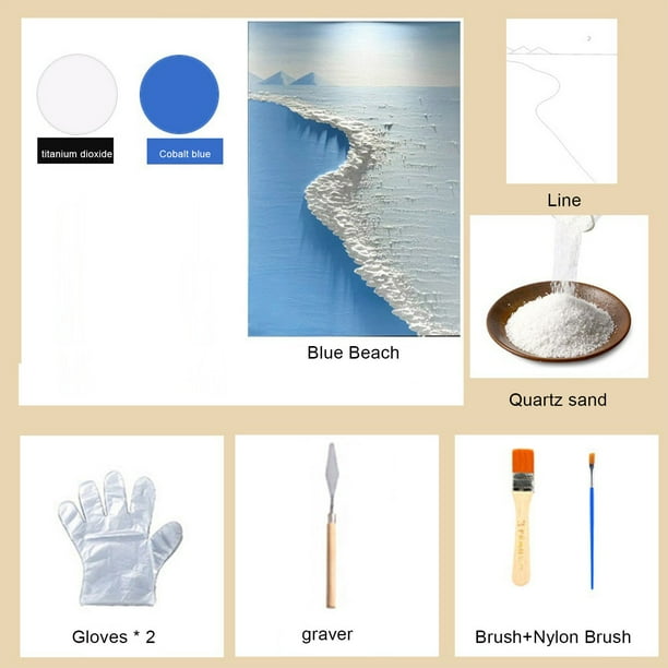 Kit de pintura por números para adultos principiantes | Set de pintura acrílica al óleo con escena de playa, pinceles y guantes | Decoración de pared fácil para el hogar, regalo creativo para aliviar