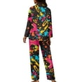 thumbnail image 2 of Renewold Colorful Nightwear for Women Plus Size L Comfy Button Pajamas Top and Pants Set of 2 Thermal Home Wear Pullover Tops Loose Fitting Elastic Indoor Nightwear Loungewear, 2 of 6