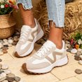 thumbnail image 2 of Rokment Women's Retro Color Block Fashion Sneakers Comfortable Casual Leather Lace up Running Tennis Shoes Non Slip Skate Trainners for Fall Spring, 2 of 5