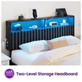 thumbnail image 2 of Greenstell King Size Adjustable Storage Headboard Only - Modern Upholstered Head Board with LED Lights, Charging Station & Soft Padding, Dark Gray, 2 of 7