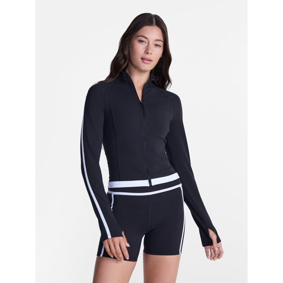 Avia Women's and Women's Plus SoftSculpt Tipped Cropped Active Jacket, Sizes XS-4X