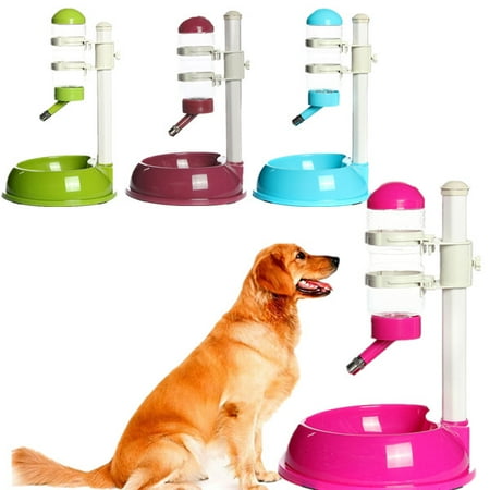 - Automatic Pet Cat Dog Water Drinker Dispenser Food Stand Hamster Feeder Dish Bowl Bottle Pet Feeder,Rose red color