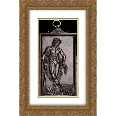 Andrea Mantegna 2x Matted 16x24 Gold Ornate Framed Art Print 'Hercules resting after the fight with the lion