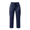 thumbnail image 4 of Women's Hiking Pants, Lightweight Soft Cargo Travel Trousers for Women, Straight Leg Baggy Hiking Pants with Zipper Pockets, Casual Outdoor and Daily Work Cargo Pants, Athletic Casual Clothes Navy, 4 of 4