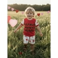 thumbnail image 3 of BemeyourBBs Valentines Day Baby Boys 2 Piece Outfits Toddler Baby Boy Summer Clothes Short Sleeve I Stole Mama's Heart Letter Embroidery Tops and Shorts Set, 3 of 9