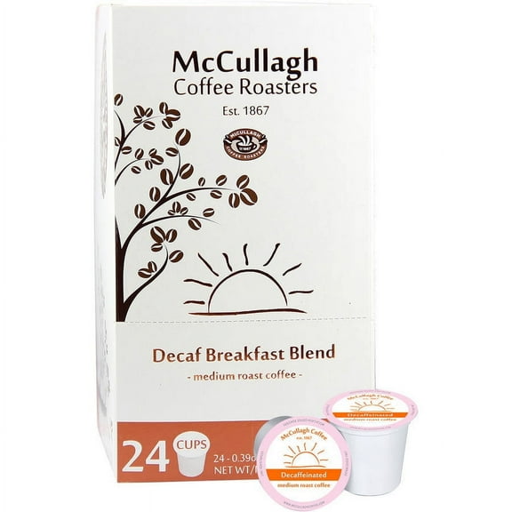 McCullagh Coffee Roasters Decaf Breakfast Blend Medium Roast Single Serve Coffee Cups, 96 Count (4 Pks of 24)
