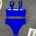 thumbnail image 5 of WREESH Womens Two Piece Swimsuit High Waisted Bikini Fashion Solid High Waist Belt Swimsuit Bikini Set Beach Suit Bathing Suit Blue, 5 of 9