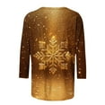 thumbnail image 5 of GA WEIHUA Saving,Women's Tops 3/4 Sleeve Round Neck Christmas Printed Tshirts Cute Tunic Loose Fit Pullover Blouses & Basic Tees(Gold,Large), 5 of 5