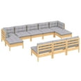 thumbnail image 3 of vidaXL Solid Pinewood Patio Lounge Set 10 Piece with Cushions Multi Colors, 3 of 8