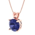 thumbnail image 2 of Clara Pucci 14K Rose Solid Hypoallergenic Gold 3Ct Tanzanite Round Brilliant Cut Solitaire Designer Necklace Pendant For December, 2 of 6