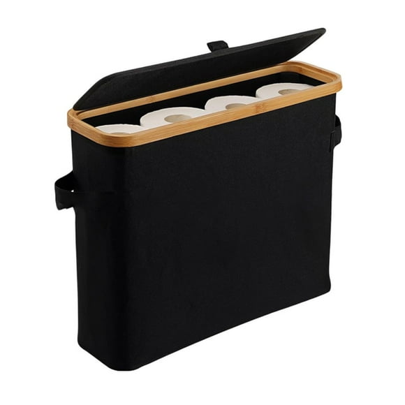 Panier de Rangement pour Papier Hygiénique avec Couvercle et Poignée Boîte de Rangement pour Toilette pour 12 Rouleaux