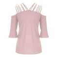 thumbnail image 6 of gakvbuo Summer Tops For Women Off Shoulder Sexy Sling Tops Casual Short Sleeve Blouse T-Shirt, 6 of 6