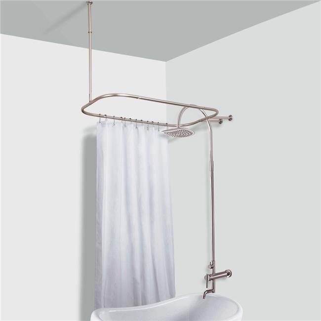 Hoop Shower Rod for Clawfoot Tub Nickel
