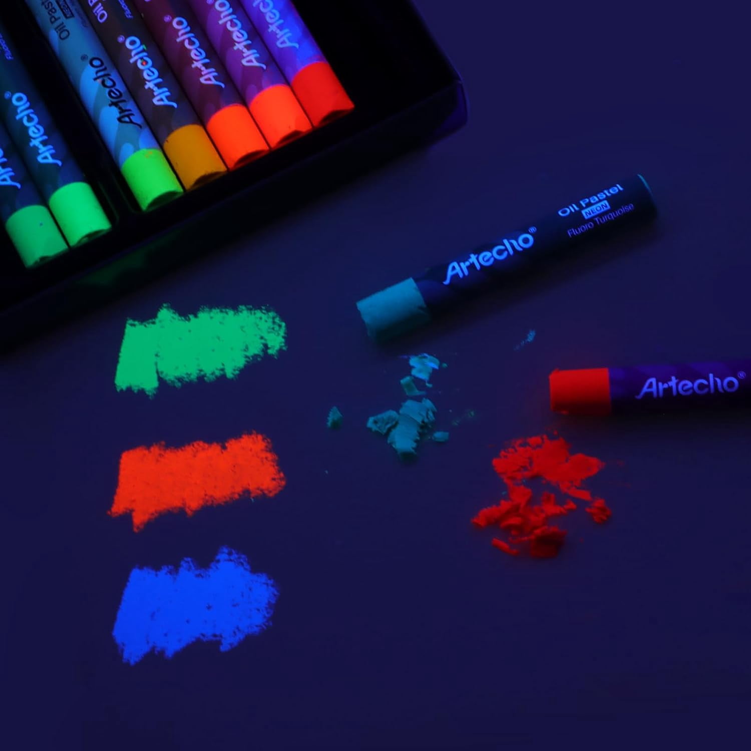 Neon Oil Pastels Set of 12 Colors, Soft Oil Pastels for Art Painting, Drawing, Blending (10 x 70 mm)