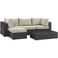 thumbnail image 2 of Modway Rattan Convene 5-Piece Wicker Outdoor Patio Furniture Sectional, Beige, 2 of 4