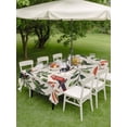 thumbnail image 3 of Outdoor Tablecloth with Umbrella Hole and Zipper, Farmhouse Parrots Rectangle Table Cloth 60x102 Inch Waterproof Tablecloth, Spring Summer Botanical Leaves Burlap Picnic Table Cover for Patio Camping, 3 of 7