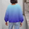 thumbnail image 5 of Women's Gradient Color Sweatshirts Crew Neck Oversized Tops Long Sleeve Casual Sweatshirt Quilted Fashion Outerwear (S, Blue), 5 of 5