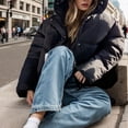 thumbnail image 5 of Tiqkatyck Puffer Jacket Womens Clearance, Women's Winter Puffer Jacket Long Sleeve Zip Up Warm Short Down Hooded Coats with Pockets, Womens Winter Tops, Winter Coats for Women Black M, 5 of 8